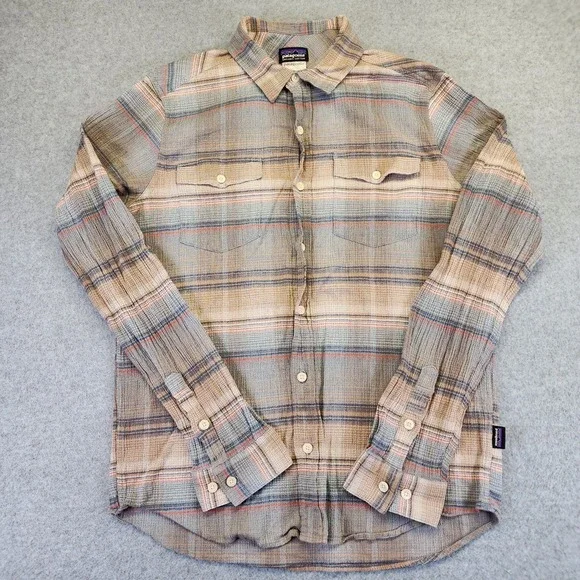 Patagonia A/C Steersman Shirt Mens S Plaid Crepe Crinkle‎ Long Sleeve Button Up - Picture 2 of 8